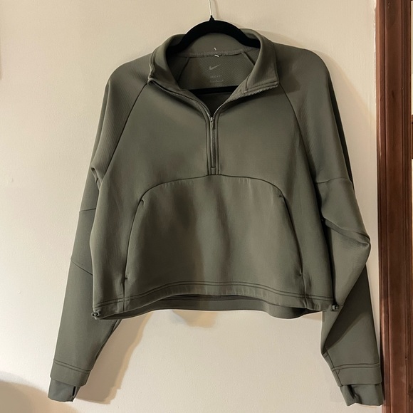 Nike Women's Prima Dri-FIT Olive Army Green Half Zip Pullover Sweatshirt Top - Picture 5 of 7